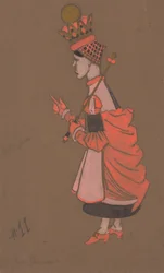 Red Queen kostumedesign til Alice-in-Wonderland 1915.