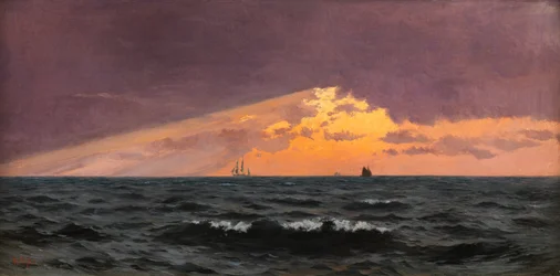Før solnedgang kommer stormen på vej (olie på panel)