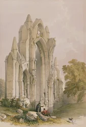 Guisborough Priory, Interior of the East End, fra The Monastic Ruins of Yorkshire, indgraveret af George Hawkins (1819-52), 1842