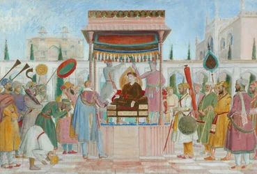 Sir Thomas Roe ambassade til domstolen i Jahangir (olie og blyant på lærred)