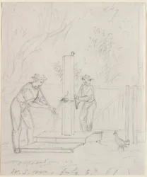 Ved pumpen, 1861.