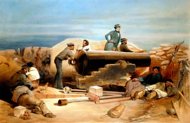 En stille dag i Diamond Battery - portræt af en Lancaster 68-punds kanon, Krimkrigen 1855-1856