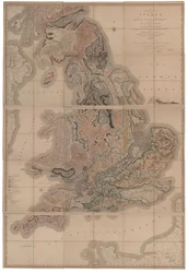 Afgrænsning af lag af England og Wales med en del af Skotland Det første geologiske kort over