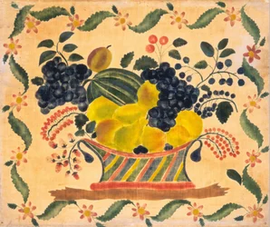 Kurv med frugt, ca. 1830 (akvarel på fløjl (teorimaleri))