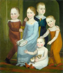 Fem børn af familien Budd, ca. 1818 (olie på lærred)