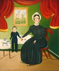 Interiørscene, ca. 1840 (olie på lærred)
