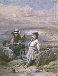 To piger og en dreng med tang