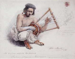Nubian Playing Tambourine, 8. juli 1878 (blyant og vask på papir)
