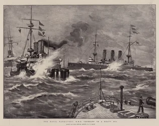 Sømanøvrerne, H M S Benbow in a Heavy Sea