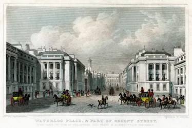 Waterloo Place og en del af Regent Street, Westminster, London, 1828.