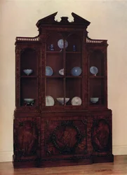 Etui med glasfront af mahogni, c1760