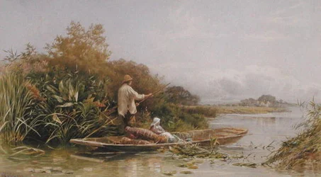 Ålefangere på Themsen, ca. 1870 (akvarel på papir)