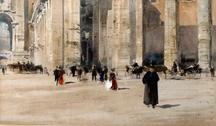 Berninis kolonnade, Rom (akvarel med bodycolour og gummi arabicum)