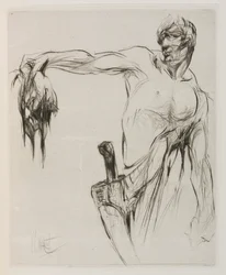 Herodias: Side 53, Hovedet kom ind og mannaeus holdt det i håret, i armslængde, stolt af bifaldet