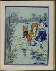 "Jeg blev først skabt i går", sagde fugleskræmslet", illustration fra "Den vidunderlige troldmand fra Oz" af Lyman Frank Baum.