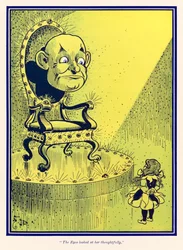 Øjnene kiggede eftertænksomt på hende. fra The Wonderful Wizard of Oz af L. Frank Baum