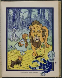 "Du burde skamme dig over dig selv", illustration fra "The wonderful Wizard of Oz" af Lyman Frank Baum.
