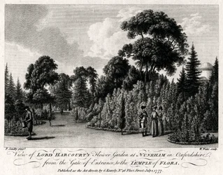 Udsigt over Lord Harcourts blomsterhave ved Nuneham i Oxfordshire, 1777
