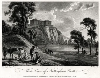 Vestlig udsigt over Nottingham Castle, Nottinghamshire, 1776