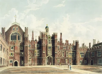 Udsigt over Quadrangle på Hampton Court Palace fra Pyne