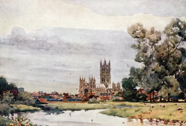 Canterbury from the Meadows (farve litho)