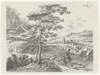 Landskab med en pilgrim og en hyrde