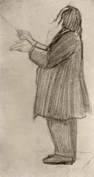Johannes Brahms (1833-1897) tysk komponist, dirigerende 9-tegning)