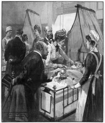 Prinsen og Prinsessen af Wales besøger Eveline hospitalet for syge børn, 1890.