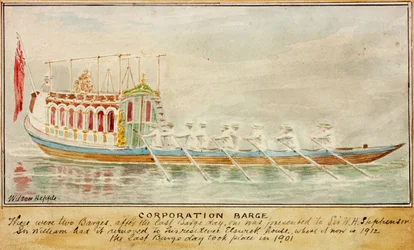 The Corporation Barge (blæk og akvarel på papir)