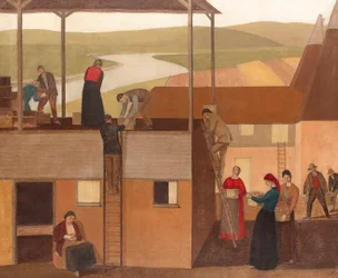 Design til vægdekoration, ca. 1918 (olie på lærred)