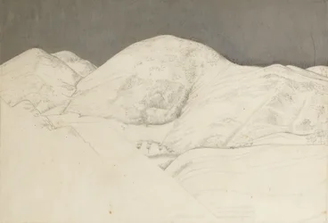 Landskabsstudie for Santisima Trinita, ca. 1924 (blyant og olie på papir)