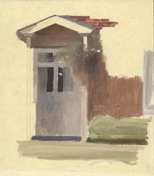 Indgangsdøren til Line Holt Farm House (olie over blyant på kalkerpapir)
