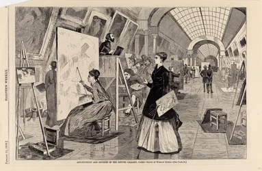 Kunststuderende og kopister i Louvre-galleriet, Paris, fra Harper
