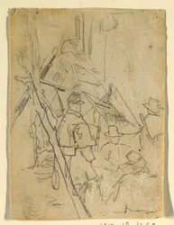 Tegning, En militærlejr, 1862