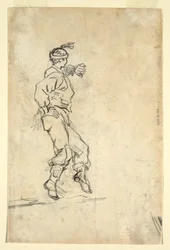 Tegning, kanonbesætning, der lader en kanon, sandsynligvis 1861