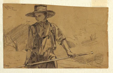 Tegning, Høslæt, ca. 1864