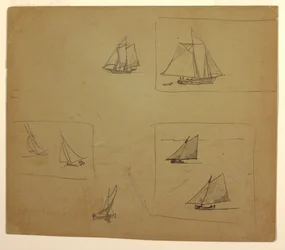 Tegning, Skitser af sejlbåde, 1881-82