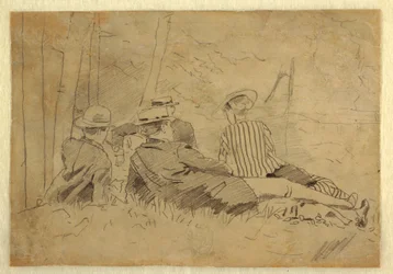 Tegning, studie til "The Fishing Party", ca. 1869