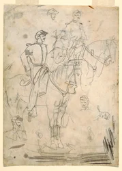 Tegning, To skitser af en officer, 1862