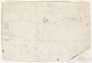Figur på hesteryg og andre studier [verso], 1861.