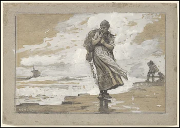 Fiskepige med net, 1882