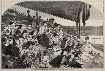 Vores vandingssteder - Hestevæddeløb i Saratoga, 1865.