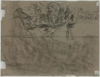 Træfning, der involverer et vogntog [verso], 1864.