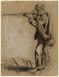 Soldat tager sigte [recto], 1864.