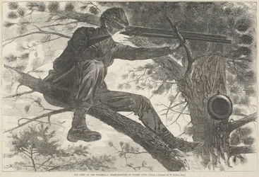 The Army of the Potomac--A Sharp-Shooter on Picket Duty, 15. november 1862 (trægravering)