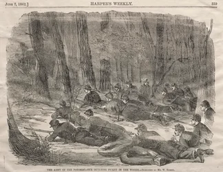 The Army of the Potomac - Our Outlying Picket in the Woods, 1862.