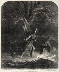 Piketten fra det tiende Indiana-regiment opdager oprørernes tilgang....