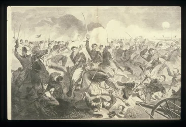 The War For The Union 1862 - A Cavalry Charge (trægravering)