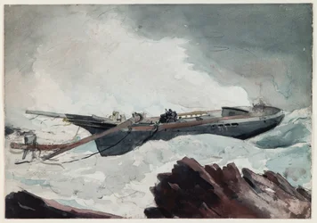 The Wrecked Schooner, ca. 1900-10 (akvarel og kul på papir)