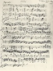Begyndelsen af ​​klaversonaten i a-mol. KV310. Autograf. 1778